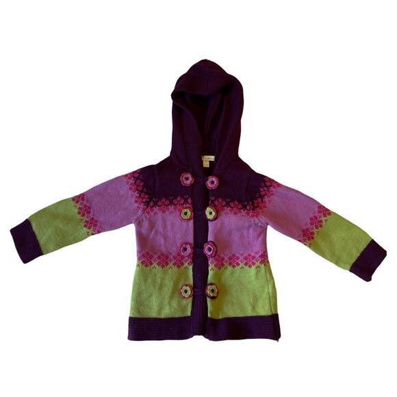 Maggie and Zoe Sweater Girls Size 2T Pink Purple Hood Knit Buttons - Picture 1 of 8